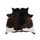 Exquisite Dark Brown and White Cowhide Rug for Elegant Living Room Decor - Small Size, Hypoallergenic, Non-Shedding, Free UK Shipping