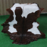 Luxurious Dark Brown Goat Skin Rug - Genuine Hair-On Leather for Elegant Décor