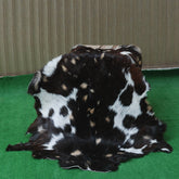 Premium Tri-Color Goat Skin Rug - Genuine Hair-On Leather for Unique Décor