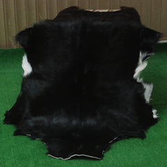 Modern Sophistication: Genuine Black & White Goat Skin Throw Rug - Hypoallergenic - Eco-Friendly - Unique Animal Skin Goathide - Non-Slip - Celestial Leather Limited
