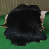 Black and Brown Handmade Goat Skin Rug – Rustic Charm for Your Home