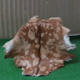 Premium Brown and White Goat Skin Rug - Genuine Hair-On Leather for Rustic Décor