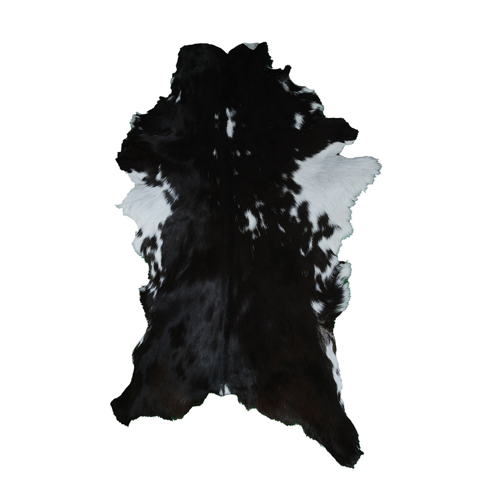 Striped Goat Skin Throw Rug - Genuine Black & White Animal Skin Goathide - Natural - Non-slippery Back - Hypoallergenic - Sustainable - Celestial Leather Limited