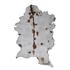 Luxurious Brown and White Goat Hide Rug - Premium Hair-On Goat Skin Rug - Natural, Sustainable, and Handcrafted Beauty