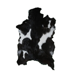 Luxury Black & White Graphic Pattern Goat Skin Rug, Hypoallergenic - Non-Shedding, Modern Sophistication, Sustainable - Eco-Friendly