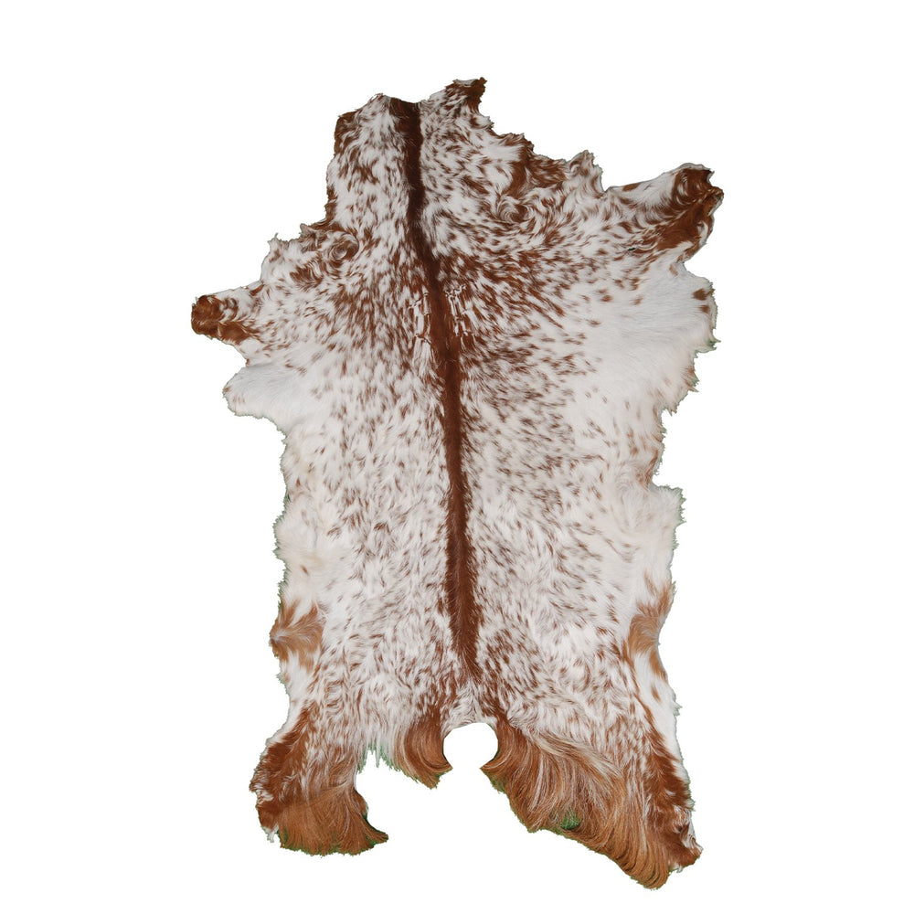 Luxury Brown and White Goat Hide Rug - Premium Handcrafted Hair-on Goatskin Rug with Non-Slip Suede Back, Sustainable and Eco-Friendly - Celestial Leather Limited