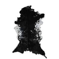 Luxury Black & White Goatskin Rug - Modern Décor, Soft - Pet-Friendly, Unique Natural Hair on Leather, Eco-Friendly Wall Art