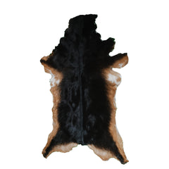 Black and Brown Handmade Goat Skin Rug – Rustic Charm for Your Home