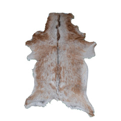 Luxury Brown and White Goat hide Rug - Premium Handcrafted Hair-on Leather Rug - Natural, Eco-Friendly, Hypoallergenic - Unique Patterns