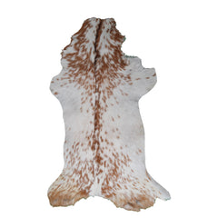 Brown and White Handmade Goat Skin Rug – Classic Elegance for Your Home