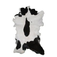 Luxury Black & White Goat Skin Rug - Modern Chic Decor, Natural Softness, Hypoallergenic, Eco-Friendly, Unique Pattern, Non-Slip Backing