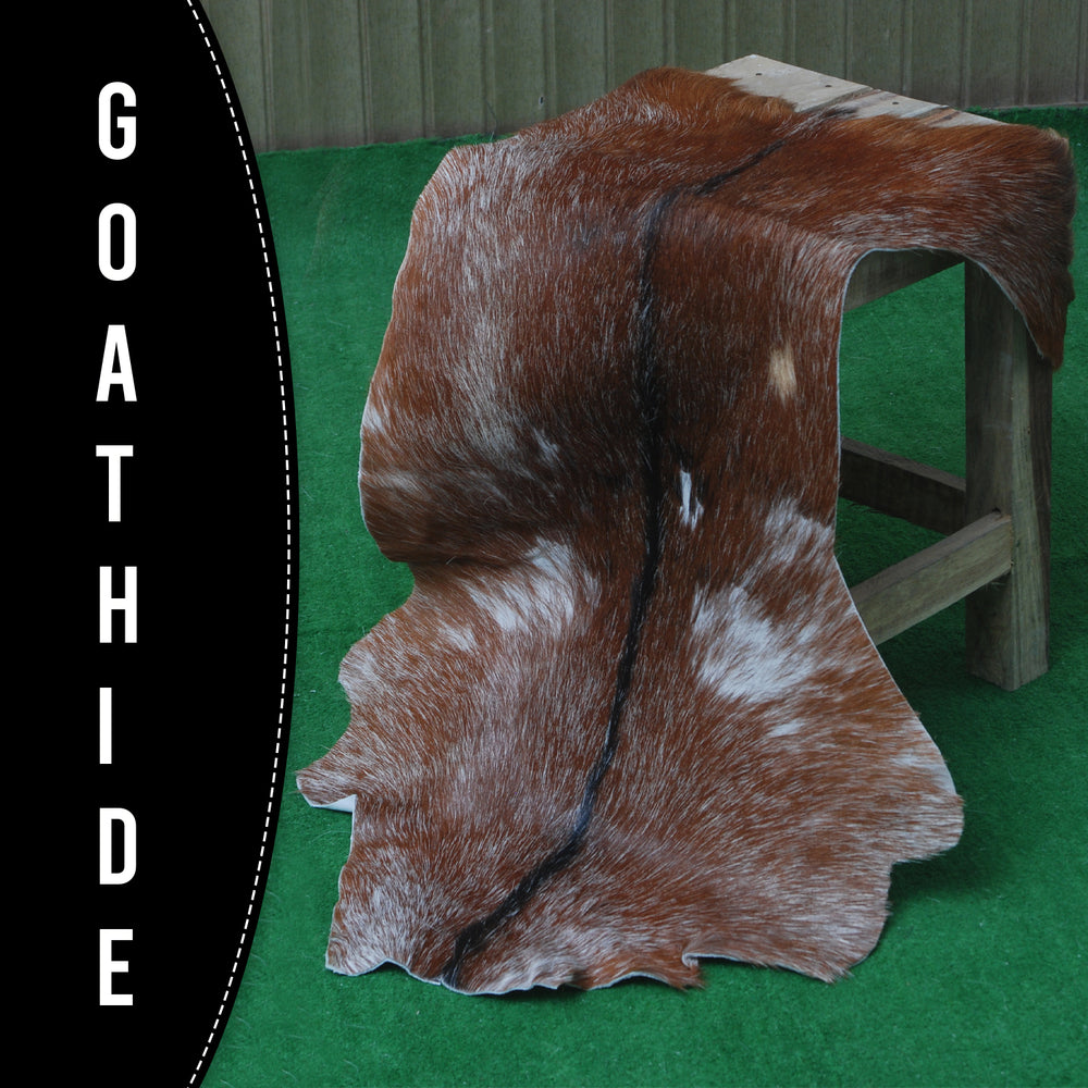 Luxury Brown & White Goat Hide Rug | Handcrafted Premium Goat Skin Rug | Eco-Friendly - Sustainable | Hypoallergenic - Non-Shedding - Celestial Leather Limited
