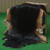 Black and Brown Handmade Goat Skin Rug – Rustic Charm for Your Home