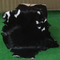 Authentic Hair-On Goat Skin Rug - Black and White Pattern for Luxe Décor