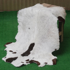 Luxurious Black and White Goat Skin Rug - Natural Hair-On Leather for Home Styling