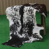 Decorative Black and White Goat Skin Rug - Genuine Leather for Sophisticated Spaces