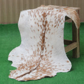 Brown and White Handmade Goat Skin Rug – Classic Elegance for Your Home