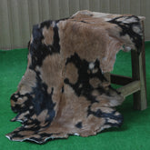 Black and Brown Handmade Goat Skin Rug – Rustic Charm for Your Home