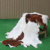 Natural Hair-On Dark Brown Goat Skin Rug - Elegant and Durable for Any Room