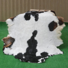 Goat Skin Rug: Tri-Color genuine Goat hide rug