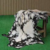 Premium Tri-Color Goat Skin Rug - Genuine Hair-On Leather for Unique Décor