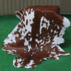 Goat Skin Rug: Dark Brown and white genuine Goat hide rug