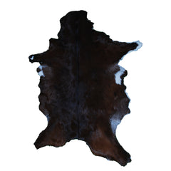 Rustic Dark Brown Goat Hide Rug - Genuine Leather for Timeless Home Styling
