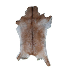 Luxurious Handpicked Brown & White Premium Goat Skin Rug - Eco-Friendly - Sustainable, Non-Slip Suede Back, Hypoallergenic - Timeless