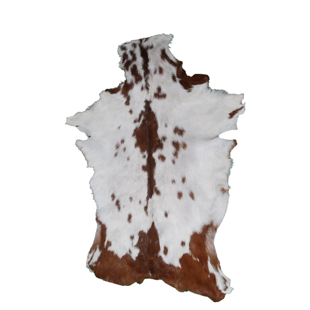 Luxury Brown & White Goat Skin Rug - Handmade Pure Goat Skin Floor Rug with Unique Colour Variations & Hypoallergenic Qualities - Celestial Leather Limited
