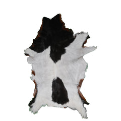 Handcrafted Black and White Goat Skin Rug - Soft and Durable Hair-On Leather