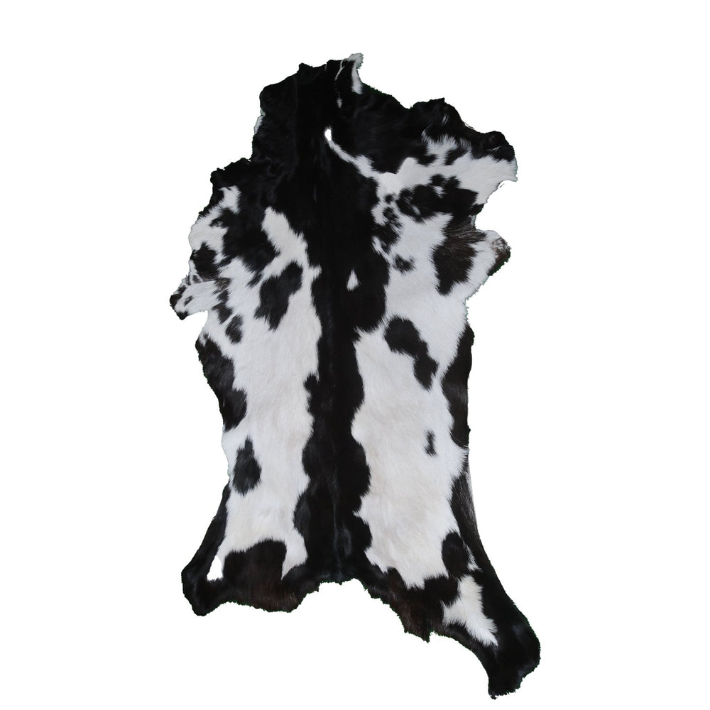 Luxury Black & White Natural Goatskin Rug - Modern Sophistication for Home Decor - Celestial Leather Limited