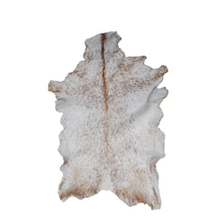 Rustic Brown and White Goat Skin Rug - Unique Pattern for Modern and Classic Décor