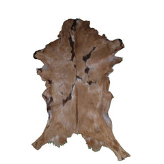 Luxurious Brown and White Goat Hide Rug - Natural Hair-On Leather for Home Styling