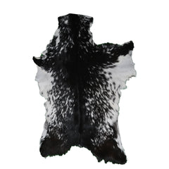 Luxurious Black and White Goat Skin Rug - Natural Hair-On Leather for Home Styling