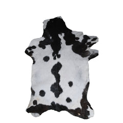 Rustic Black and White Goat Hide Rug - Perfect for Floor or Wall Décor