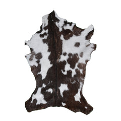 Luxurious Brown and White Goat Hide Rug - Premium Hair-On Rug with Unique Patterns and Non-Slip Suede Back - Sustainable and Eco-Friendly