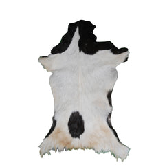 Luxurious Black and White Goat Skin Rug - Natural Hair-On Leather for Home Styling