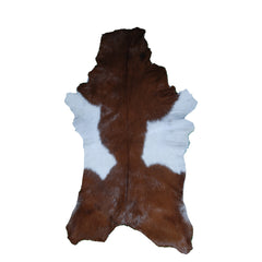 Handcrafted Dark Brown Goat Skin Rug - Genuine Leather for Luxurious Décor