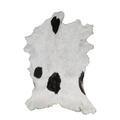 Luxurious Black and White Goat Skin Rug - Natural Hair-On Leather for Home Styling