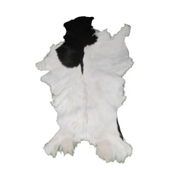 Rustic Black and White Goat Hide Rug - Perfect for Floor or Wall Décor