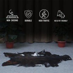 Luxurious Black & White Goat Skin Rug - Handmade, Soft & Hypoallergenic - Eco-friendly, Non-shedding, Unique Art Piece for Home Décor