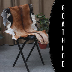 Goat Skin Rug: Tri-Color genuine Goat hide rug