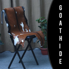 Premium Dark Brown Goat Skin Rug - Rustic Charm for Modern and Classic Interiors