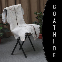 Luxurious Brown & White Goat Skin Rug - Handmade Pure Goat Skin Floor Rug - Unique Design - Hypoallergenic & Kid-Friendly - Non-Shedding