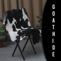 Black and White Handmade Goat Skin Rug – Natural Luxury for Your Home
