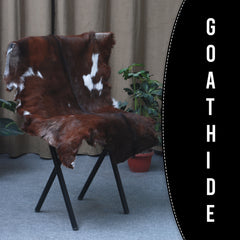 Handcrafted Dark Brown Goat Skin Rug - Genuine Leather for Luxurious Décor