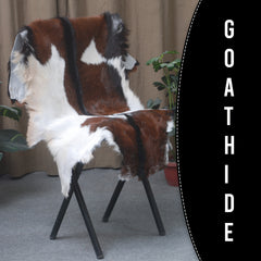 Handcrafted Dark Brown Goat Hide Rug - Soft, Natural Leather for Home Décor