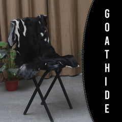 Authentic Hair-On Goat Skin Rug - Black and White Pattern for Luxe Décor