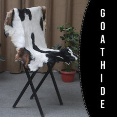 Goat Skin Rug: Tri-Color genuine Goat hide rug