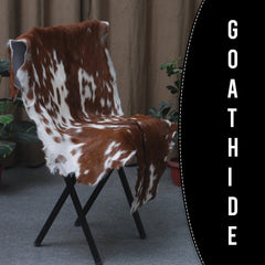 Goat Skin Rug: Dark Brown and white genuine Goat hide rug